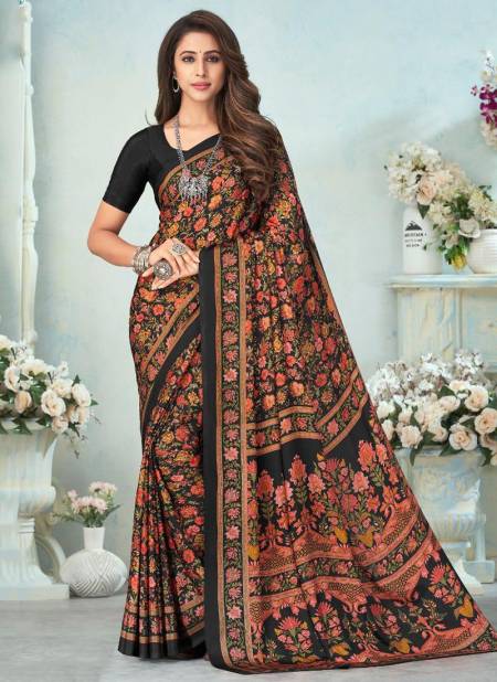Black Colour RUCHI VIVANTA SILK 12th EDITION Fancy Designer Regular Wear Printed Saree Collection 15005-A